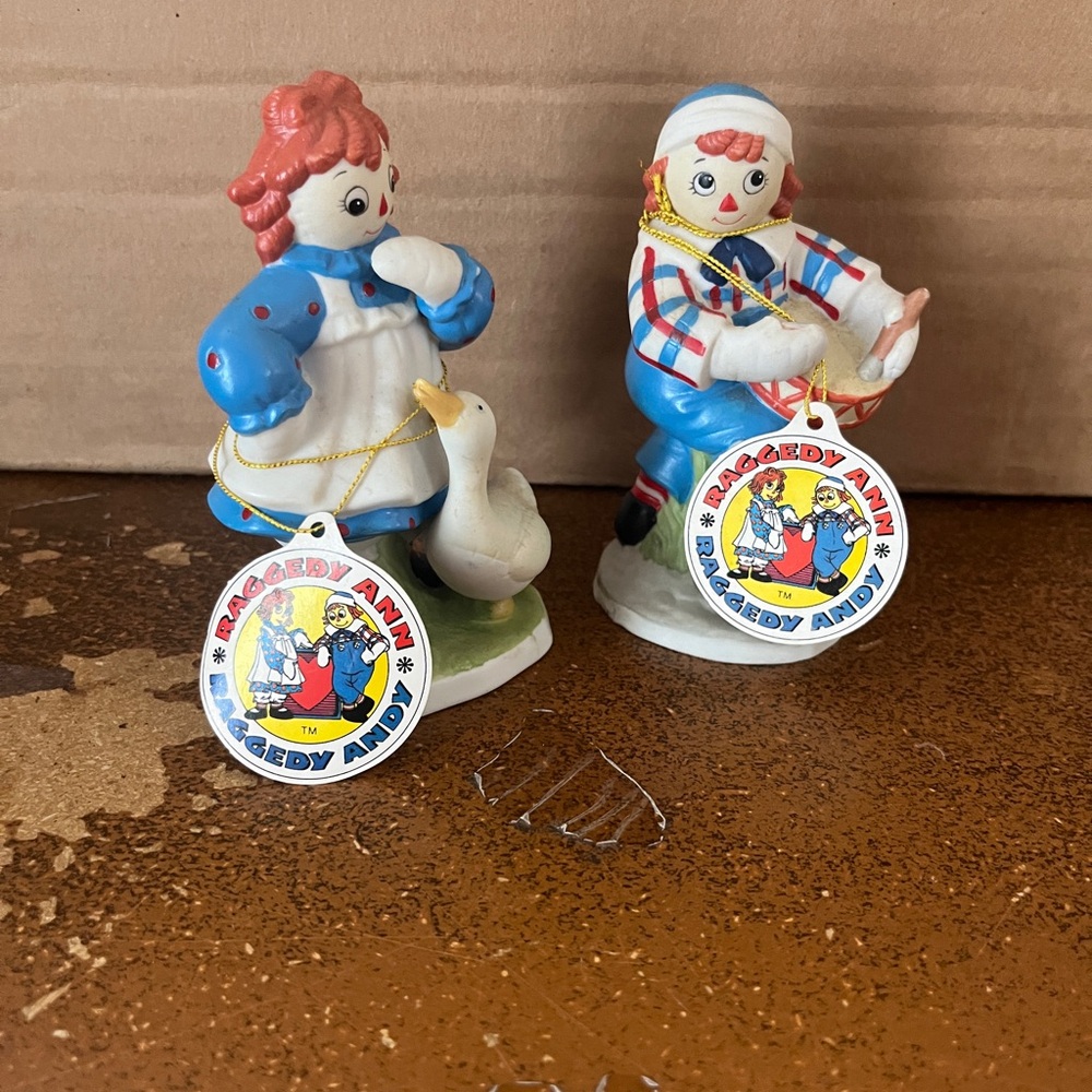 Vtg FLAMBRO Raggedy Ann & Andy Ceramic Figurine | Licensed FLAMBRO Macmillan '87